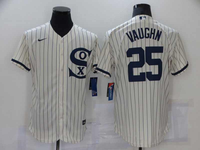 Men Chicago White Sox #25 Vaughn Cream stripe Dream version Elite Nike 2021 MLB Jersey